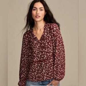 Lucky Brand Button Down Boho Flower Print Top